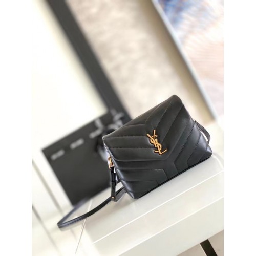 MALÉ HODINKY SAINT LAURENT LOULOU Z MATELASSE A KŮŽE 467072 S ČERNO-BRONZOVÝM KOVEM