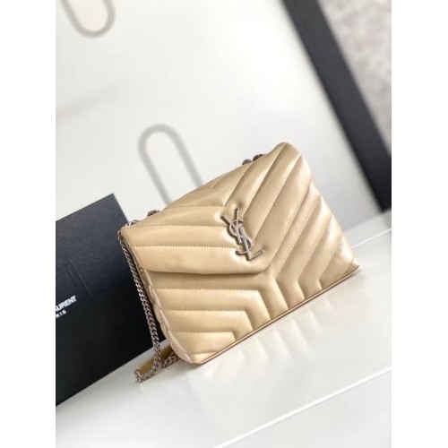 MALÉ KOŠÍKY SAINT LAURENT LOULOU Z KŮŽE A MATELASSE 494699 SLONOVÁ KOSTKA PŘÍRODNÍ A STAROSTLIVÉ SILVER