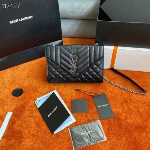 MONOGRAMOVÁ ŘETĚZOVÁ PENĚŽENKA SAINT LAURENT ZE SMĚSI MATELASSE GRAIN DE POUDRE RAŽENÁ KŮŽE 526286 BLACK&SILouis VuittonER