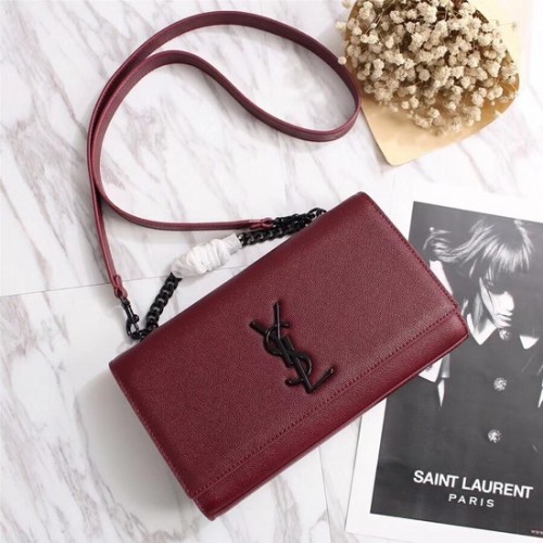 Kožená kabelka přes rameno SAINT LAURENT Monogram Kate 26806 vínová