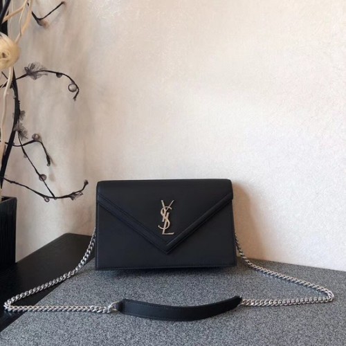 Kožená crossbody kabelka SAINT LAURENT Monogram 9635 černá