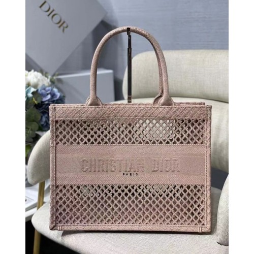 MALÁ TAŠKA DIOR BOOK TOTE Černá síťovaná výšivka M1296Z
