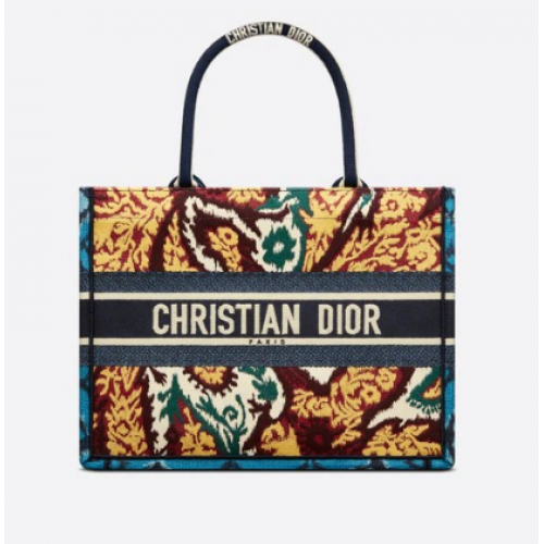 MALÁ TAŠKA DIOR KNIHA Modrá a vícebarevná výšivka Dior Paisley M1296ZJ