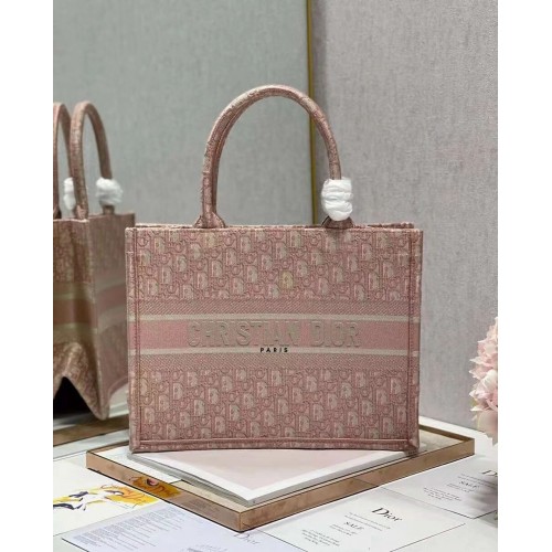 MALÁ TAŠKA DIOR BOOK TOTE s výšivkou C1287-3 růžová