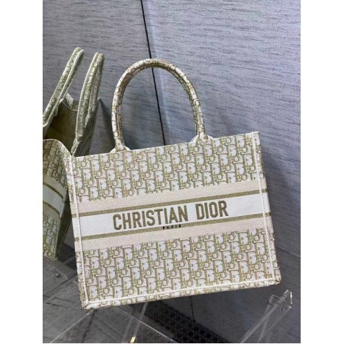 MALÁ TAŠKA DIOR BOOK TOTE s výšivkou C1287-9 krémová