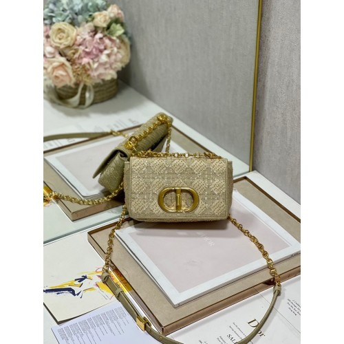 MALÁ TAŠKA DIOR CARO Hnědá tvídová výšivka Macrocannage M9241