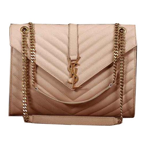 Saint Laurent Classic Monogram Cannage Pattern Flap Bag Y5480 Apricot