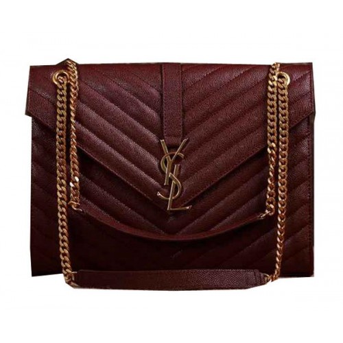 Saint Laurent Classic Monogram Cannage Pattern Flap Bag Y5480 Burgundsko