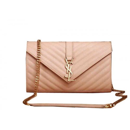 Saint Laurent Classic Monogram Cannage Pattern Flap Bag Y5482 Apricot
