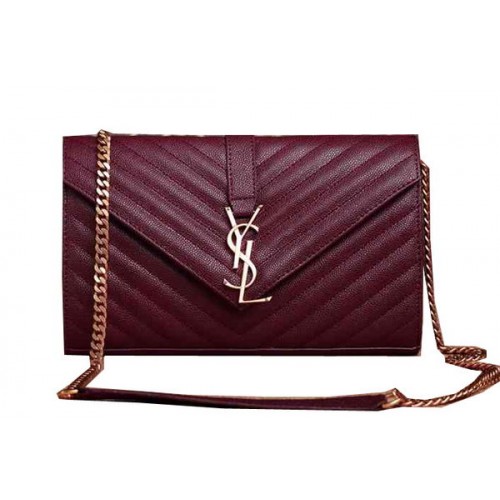 Klasická kabelka Saint Laurent Monogram Cannage Pattern Flap Pattern Y5482 vínová
