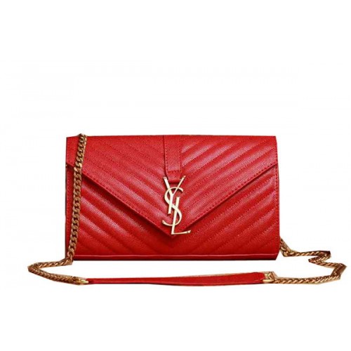 Klasická monogramová kabelka s klopou Saint Laurent s vzorem Cannage Y5482 červená