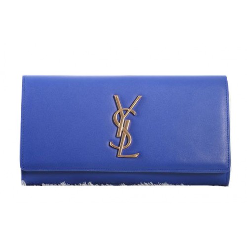 Klasická spojka Saint Laurent s monogramem originální kůže Y5486 modrá