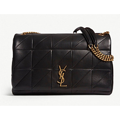Kabelka přes rameno Saint Laurent Jamie Monogram Giant s chlopní a řetízkem NMS18 černá