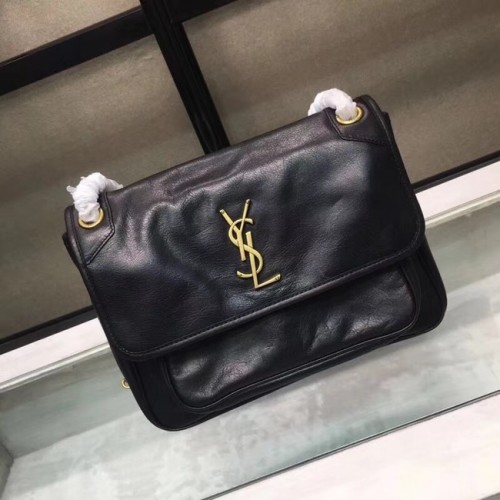 Střední monogramová kabelka přes rameno Saint Laurent Niki 2830 černá
