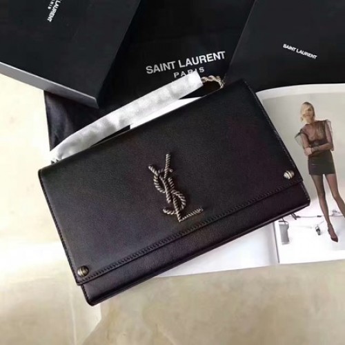 Miniaturní kabelka přes rameno Saint Laurent Monogramme A354025 Černá
