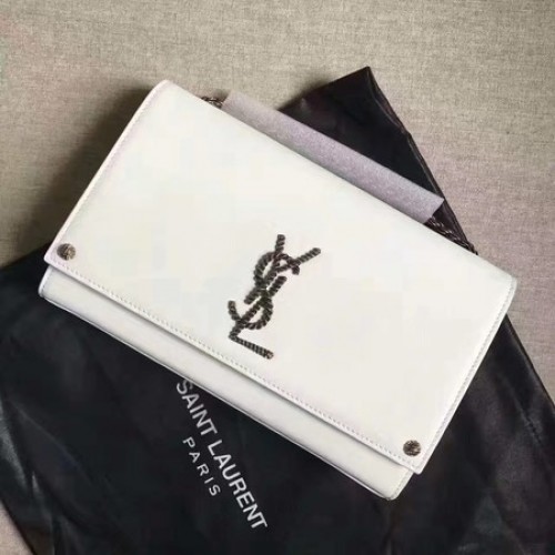Miniaturní kabelka přes rameno Saint Laurent Monogramme A354025 bílá