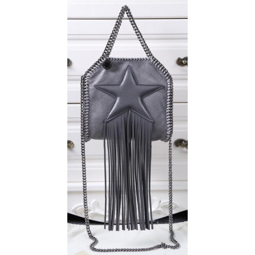 Stella McCartney Falabella Fringed Star Mini Tote Bag SM8855 tmavě šedá