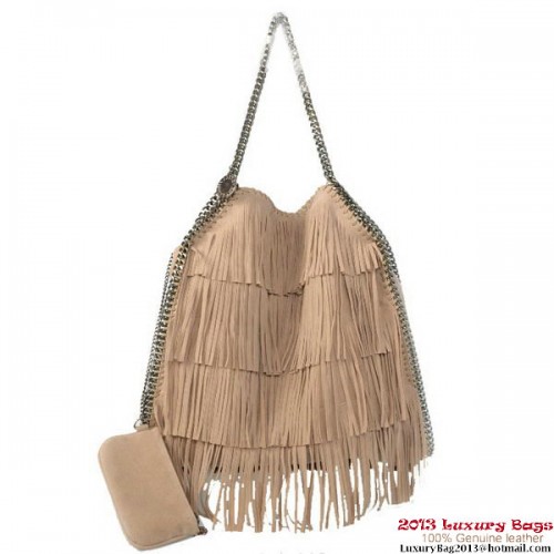 Taška Stella McCartney Falabella Shaggy Tassels Fold Over Tote v meruňkové barvě