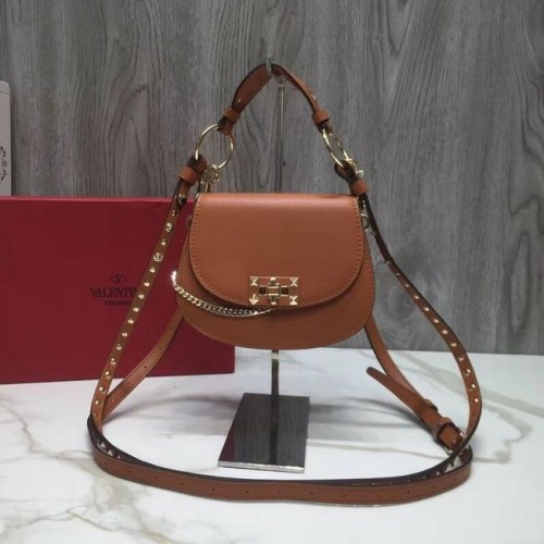 VALENTINO prošívaná kožená crossbody kabelka Candy V3412 Camel