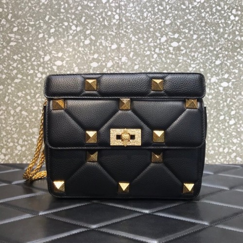 VALENTINO GARAVANI Kabelka přes rameno z telecí kůže s texturou 2B0I59 černá