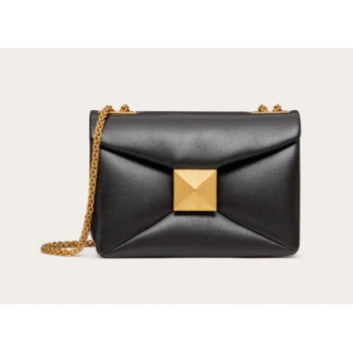 VALENTINO GARAVANI Kabelka přes rameno s jedním cvočkem z ovčí kůže XW0B0K21 Černá