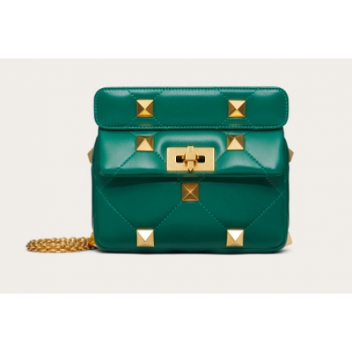 VALENTINO GARAVANI ŘÍMSKÝ PÁSEK Malá kabelka z ovčí kůže 1W2B0L04 zelená