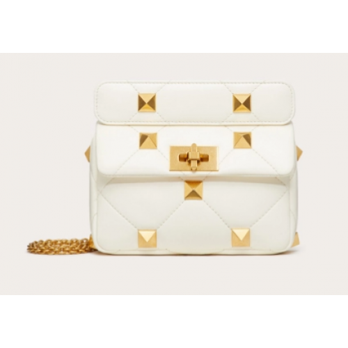 VALENTINO GARAVANI ŘÍMSKÝ PÁSEK Malá kabelka z ovčí kůže 1W2B0L04 bílá