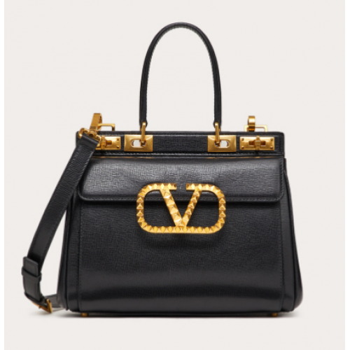 VALENTINO GARAVANI Rockstud Alcove Telecí kůže střední délky 2B0J41 černá