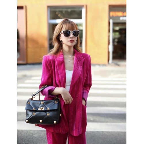 VALENTINO GARAVANI Římský náramek Velký, ovčí kůže Napa A1189L černý