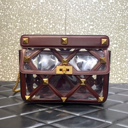 VALENTINO GARAVANI Kabelka přes rameno Roman Stud z měkké ovčí kůže s řetízkem WW2B0I60B hnědá