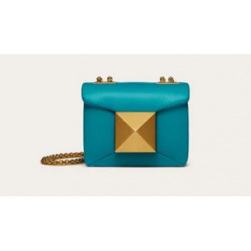 VALENTINO GARAVANI mini kabelka přes rameno One Stud z ovčí kůže XW0P0X98H modrá