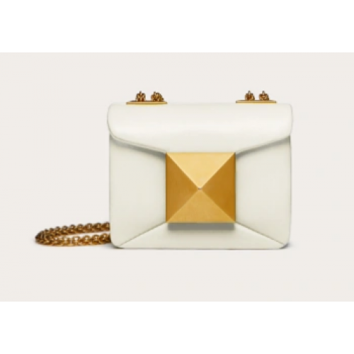 VALENTINO GARAVANI mini kabelka přes rameno One Stud z ovčí kůže XW0P0X98H bílá