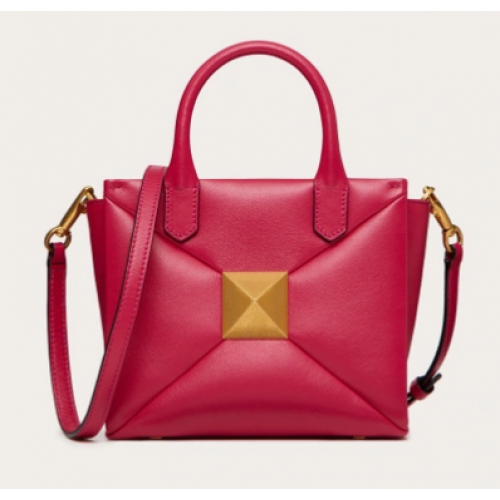 VALENTINO GARAVANI malá kožená taška s jedním cvočkem XW0B0K59 fuchsiová