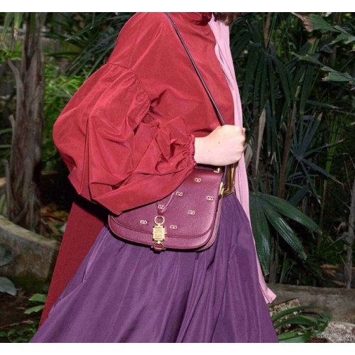 VALENTINO Originální kožená kabelka přes rameno 0708 vínová