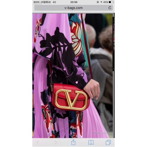 VALENTINO Originální kožená kabelka přes rameno V0032 červená