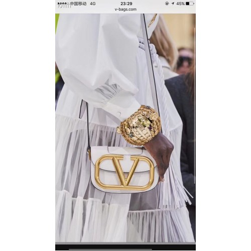 VALENTINO Originální kožená kabelka přes rameno V0032 bílá