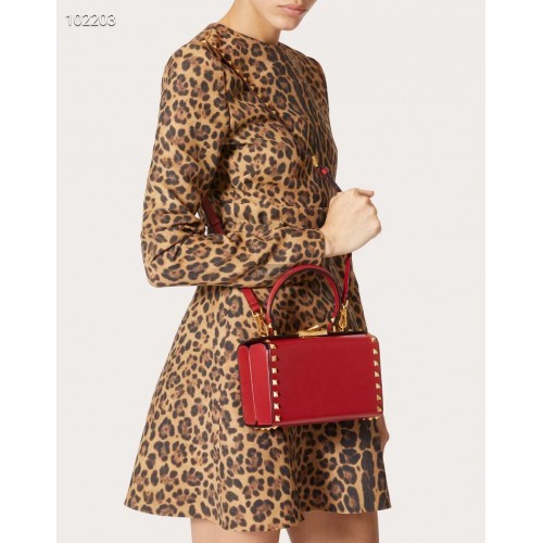 VALENTINO Originální kožená kabelka přes rameno V4273 červená