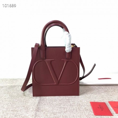 Originální kožená taška VALENTINO V2022, oxblood red