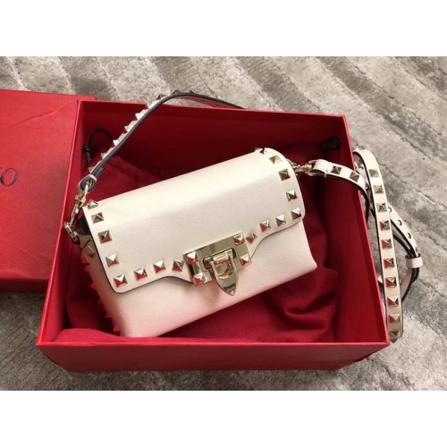 VALENTINO Rockstud kožená crossbody kabelka 04235 bílá