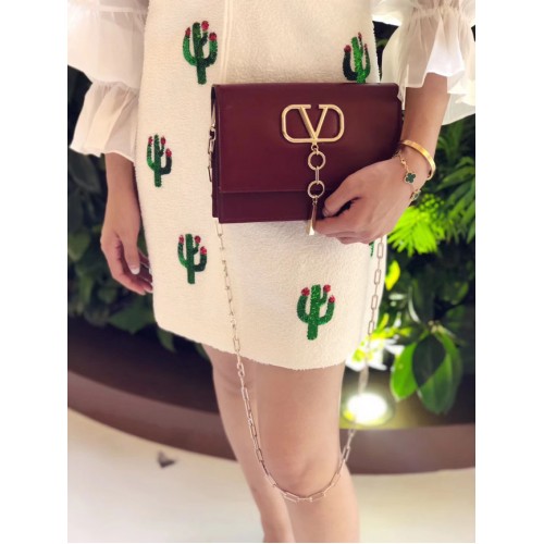 VALENTINO VLOCK Originální kožená kabelka přes rameno 0910 vínová