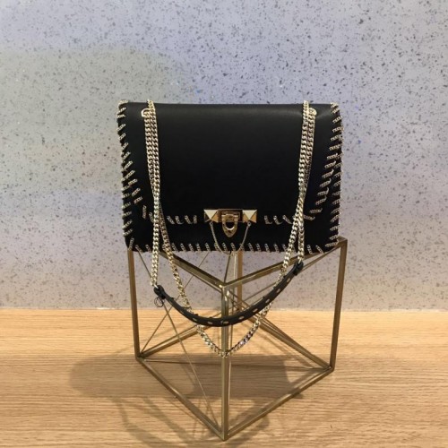 Kožená kabelka VALENTINO černá 2046 se zlatým řetízkem