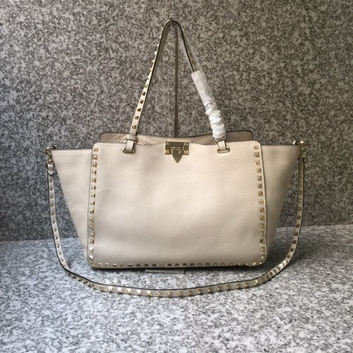 Valentino Garavani Rockstud Tote Bag Original Leather 1917B bílá