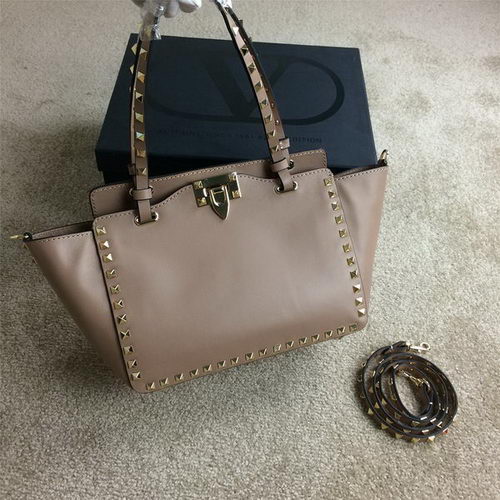 Valentino Garavani Rockstud Mini Tote Bag Original Leather VG1916 Béžová