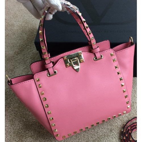 Valentino Garavani Rockstud Mini Tote Bag Original Leather VG1918 Pink