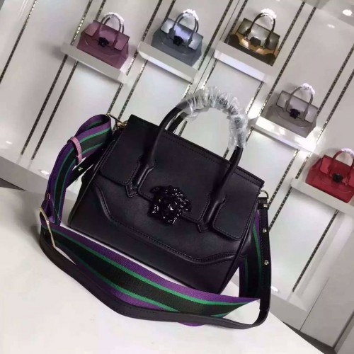 Versace Palazzo Empire Originální kožená kabelka přes rameno V1911 Černá