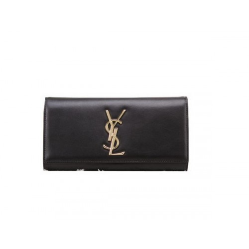 Klasická monogramovaná psací kabelka YSL z hladké kůže Y8909 černá