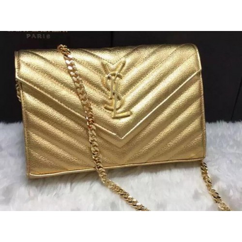 Klasický vzor YSL Monogramme Clutch Cannage YSL0223 Gold