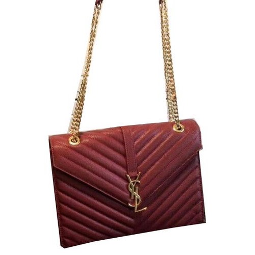 YSL Classic Monogramme Flap Bag Cannage Pattern 311224 Burgundsko