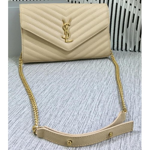 YSL Klasická monogramová klopová kabelka s chlopňovým vzorem Cannage Y377828L Meruňková