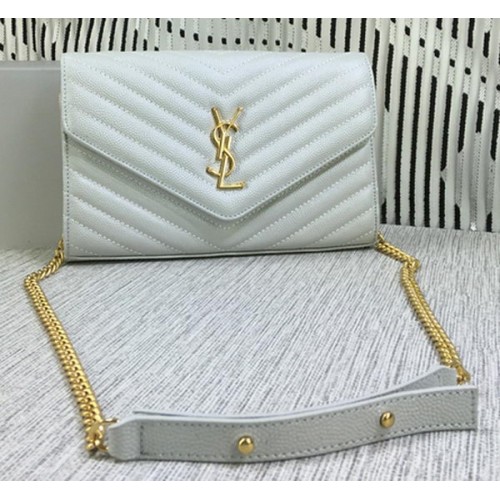 Klasická monogramová klopová kabelka YSL s vzorem Cannage Y377828L, světle bílá